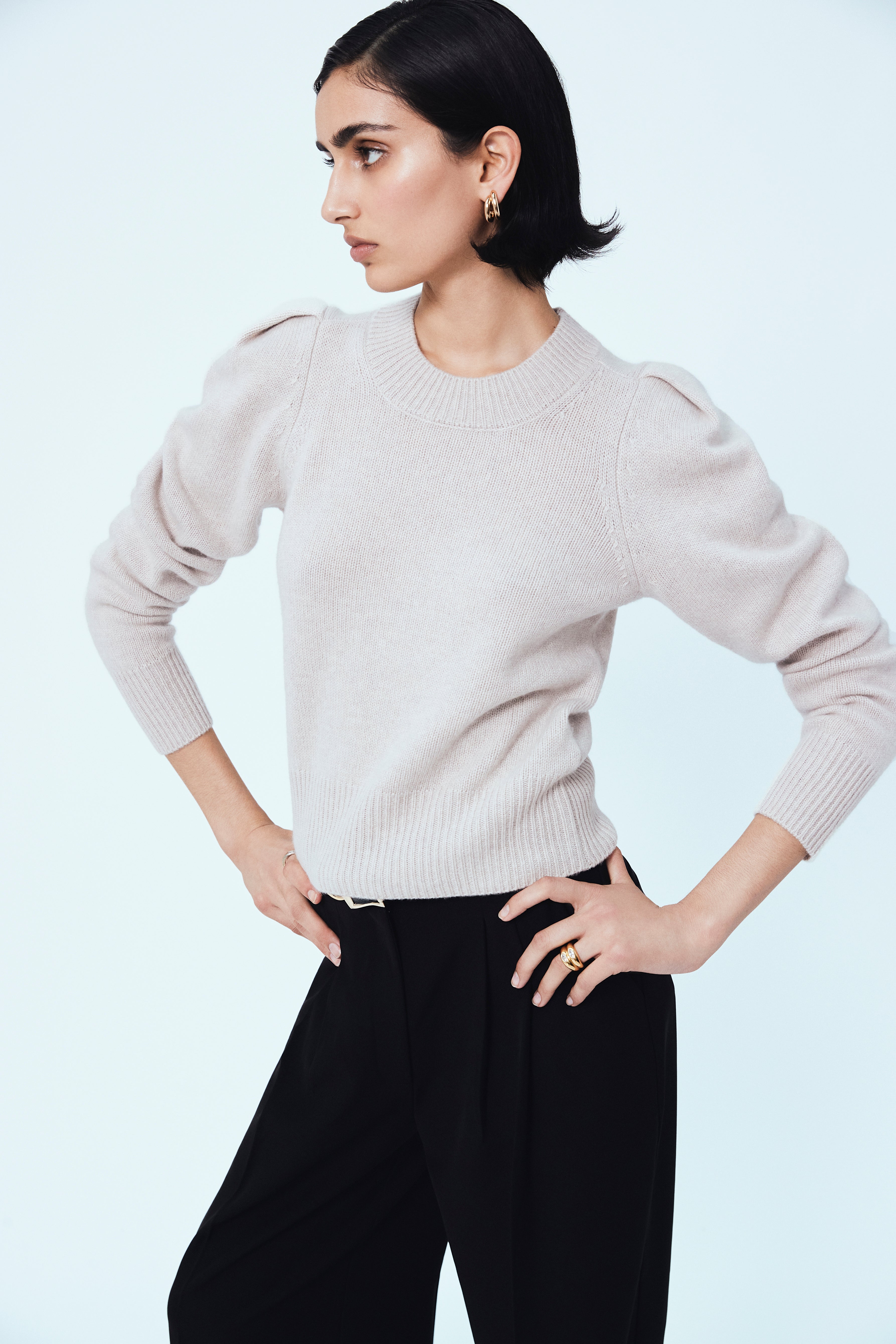 White puff hotsell sleeve sweater