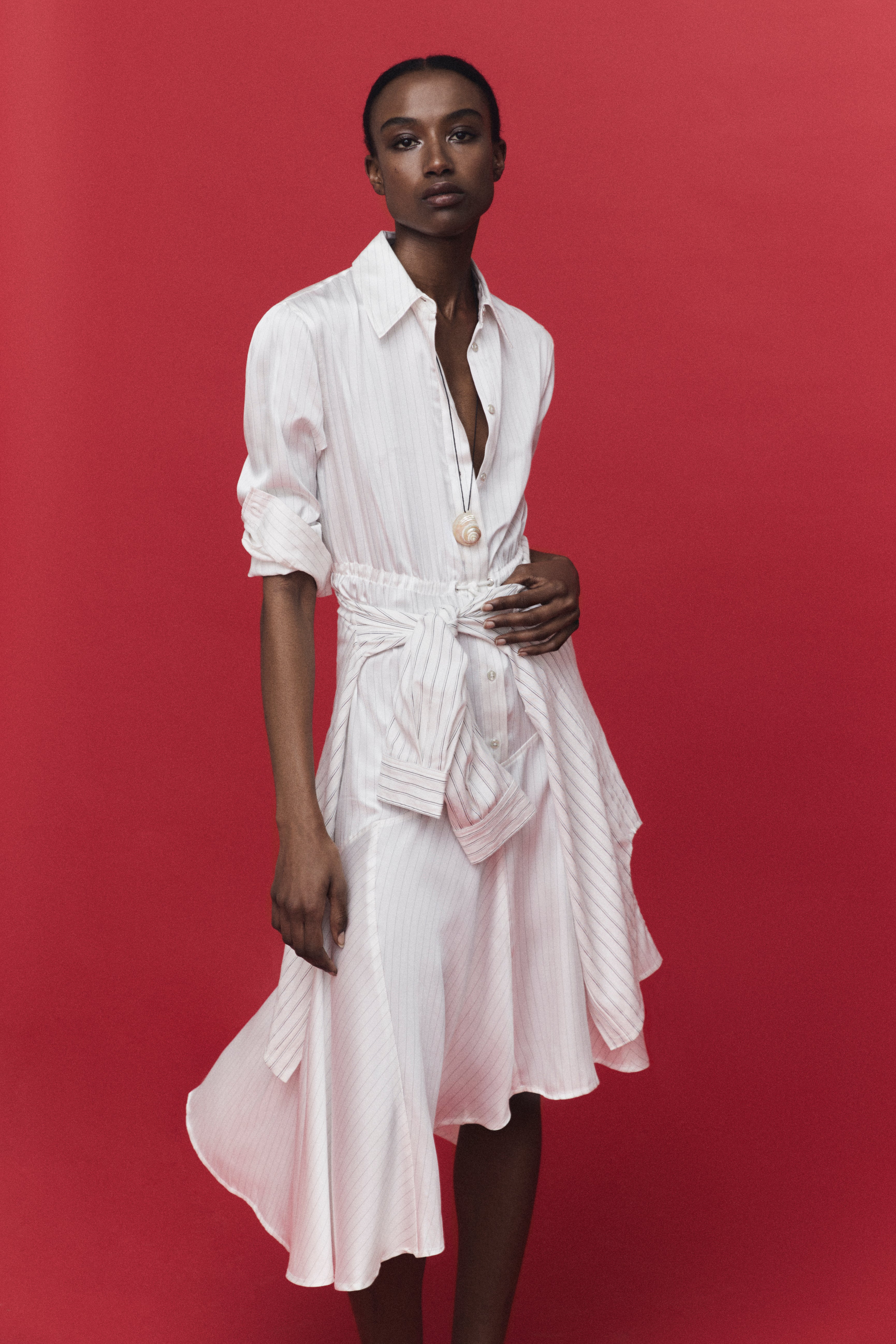 White asymmetrical best sale shirt dress