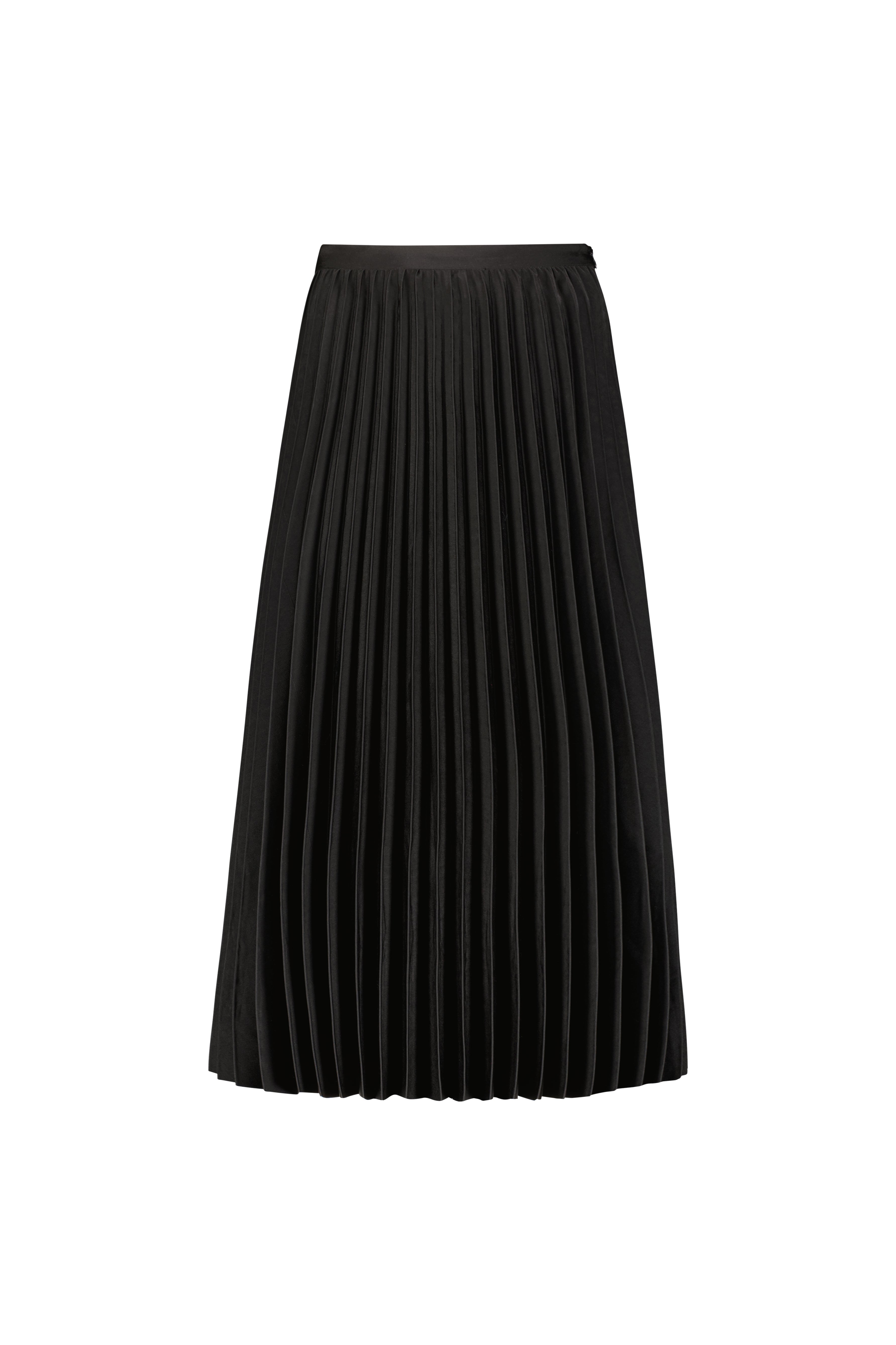 Black pleated midi outlet skirt satin